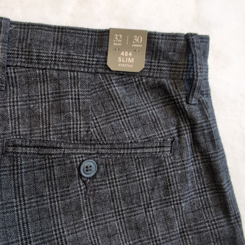 New J Crew 484 Slim Fit Pants Mens 32x30 Grey Glen Plaid Stretch Cotton Trousers - Picture 4 of 9